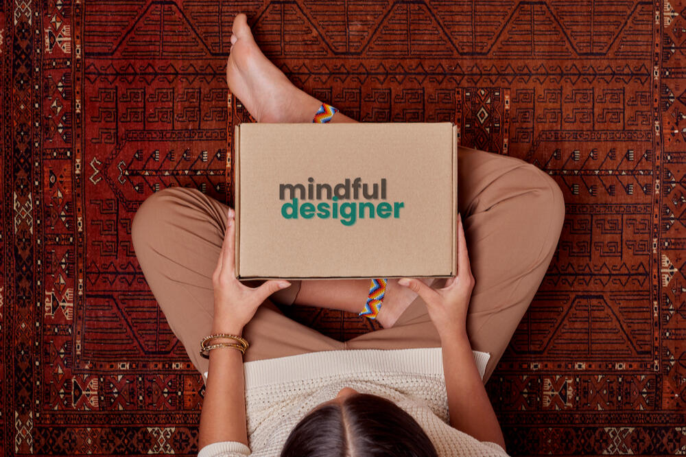 Photo of box with mindful designer written on